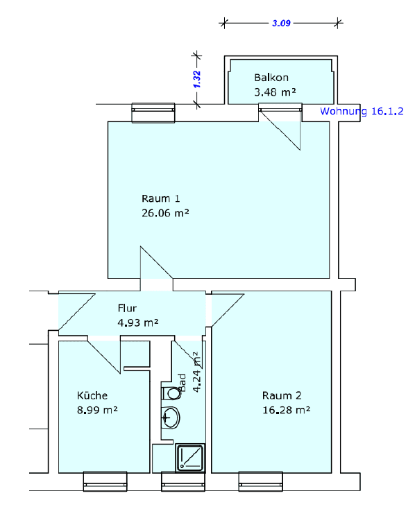 Prenájom bytu 2-izbový 62 m², Eisnerstraße 16, Magdeburg, Sasko-Anhaltsko Prenájom bytu 2-izbový 62 m², Eisnerstraße 16, Magdeburg, Sasko-Anhaltsko