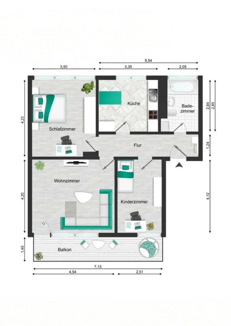 Prenájom bytu 3-izbový 70 m², Koblenz, Porýnie-Falcko Prenájom bytu 3-izbový 70 m², Koblenz, Porýnie-Falcko