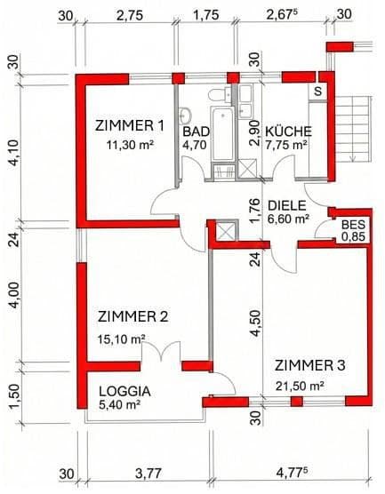 Prenájom bytu 71 m², Neusäß, Bavorsko Prenájom bytu 71 m², Neusäß, Bavorsko