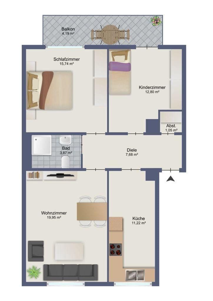 Prenájom bytu 3-izbový 76 m², Frankenstr. 75, Essen, Severné Porýnie - Westfálsko Prenájom bytu 3-izbový 76 m², Frankenstr. 75, Essen, Severné Porýnie - Westfálsko