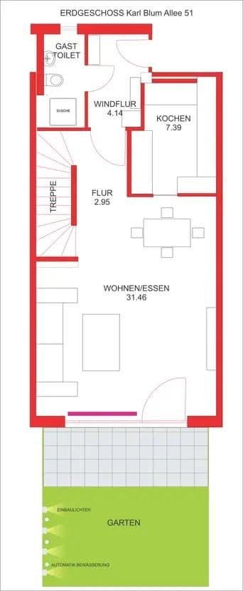 Prenájom domu 143 m², pozemek 155 m², Karl-Blum-Allee 51, Frankfurt, Hesensko Prenájom domu 143 m², pozemek 155 m², Karl-Blum-Allee 51, Frankfurt, Hesensko