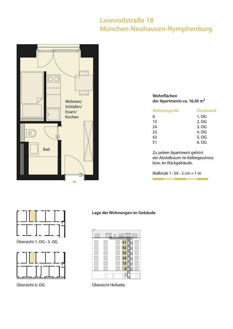 Prenájom bytu 1-izbový 17 m², Leonrodstrasse 18, München, Bavorsko Prenájom bytu 1-izbový 17 m², Leonrodstrasse 18, München, Bavorsko