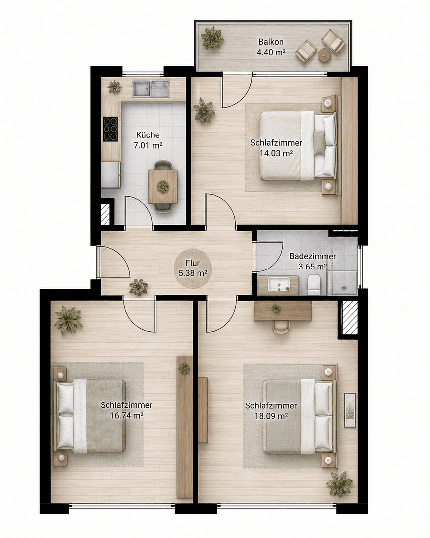 Prenájom bytu 3-izbový 68 m², Kennedystr. 41, Bergheim, Severné Porýnie - Westfálsko Prenájom bytu 3-izbový 68 m², Kennedystr. 41, Bergheim, Severné Porýnie - Westfálsko