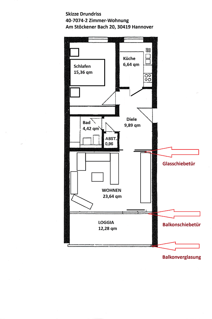 Predaj bytu 2-izbový 68 m², Am Stöckener Bach 20, Hannover, Dolné Sasko Predaj bytu 2-izbový 68 m², Am Stöckener Bach 20, Hannover, Dolné Sasko