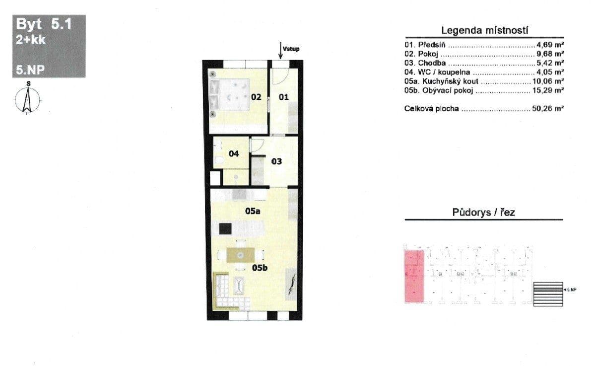 Prenájom bytu 2-izbový 50 m², Na Valentince, Praha, Praha Prenájom bytu 2-izbový 50 m², Na Valentince, Praha, Praha