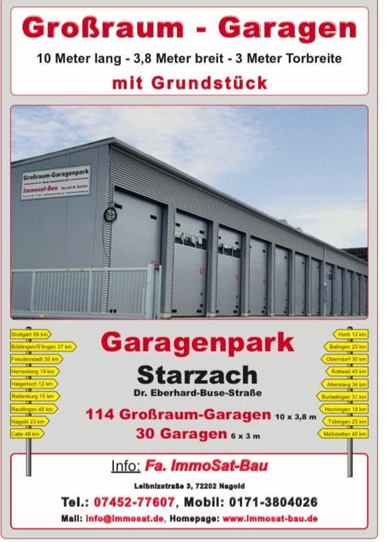 Prenájom garáže, Dr. Eberhardt-Buse Str.8, Starzach, Bádensko-Wurttembersko Prenájom garáže, Dr. Eberhardt-Buse Str.8, Starzach, Bádensko-Wurttembersko