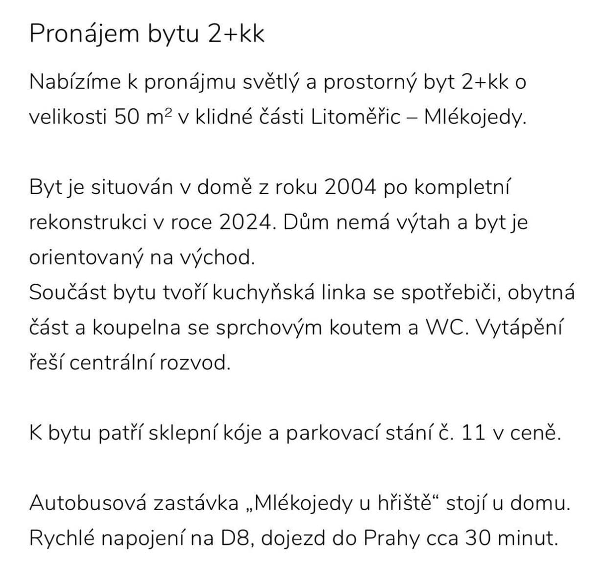 Prenájom bytu 2-izbový 50 m², Mlékojedy, Ústecký kraj Prenájom bytu 2-izbový 50 m², Mlékojedy, Ústecký kraj