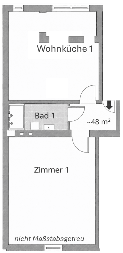 Prenájom bytu 2-izbový 48 m², Essen, Severné Porýnie - Westfálsko Prenájom bytu 2-izbový 48 m², Essen, Severné Porýnie - Westfálsko
