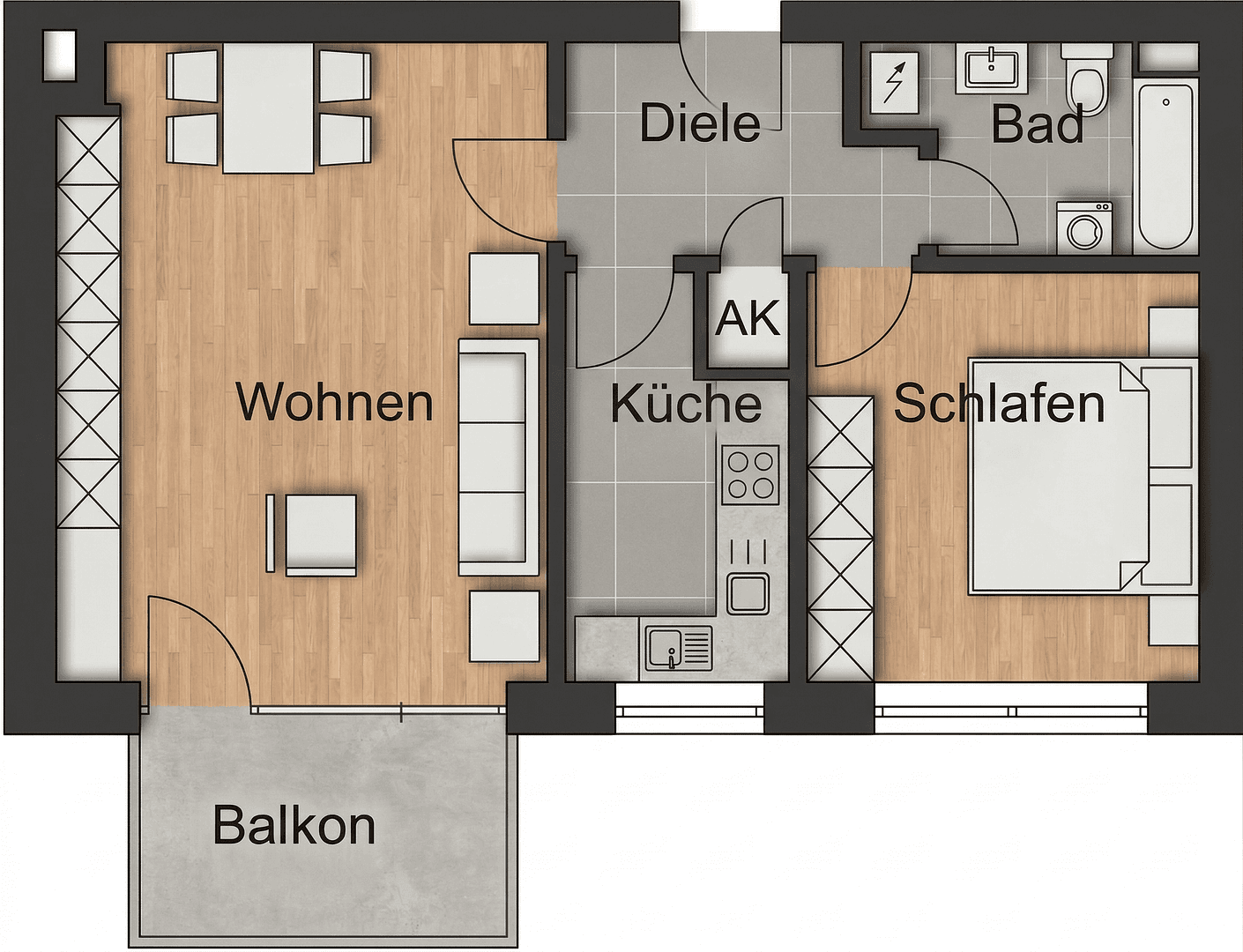 Prenájom bytu 2-izbový 62 m², Münster, Severné Porýnie - Westfálsko Prenájom bytu 2-izbový 62 m², Münster, Severné Porýnie - Westfálsko
