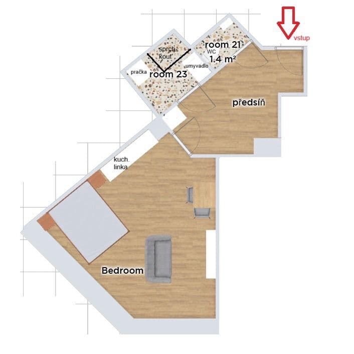 Prenájom bytu 1-izbový 36 m², Petrohradská, Praha, Praha Prenájom bytu 1-izbový 36 m², Petrohradská, Praha, Praha