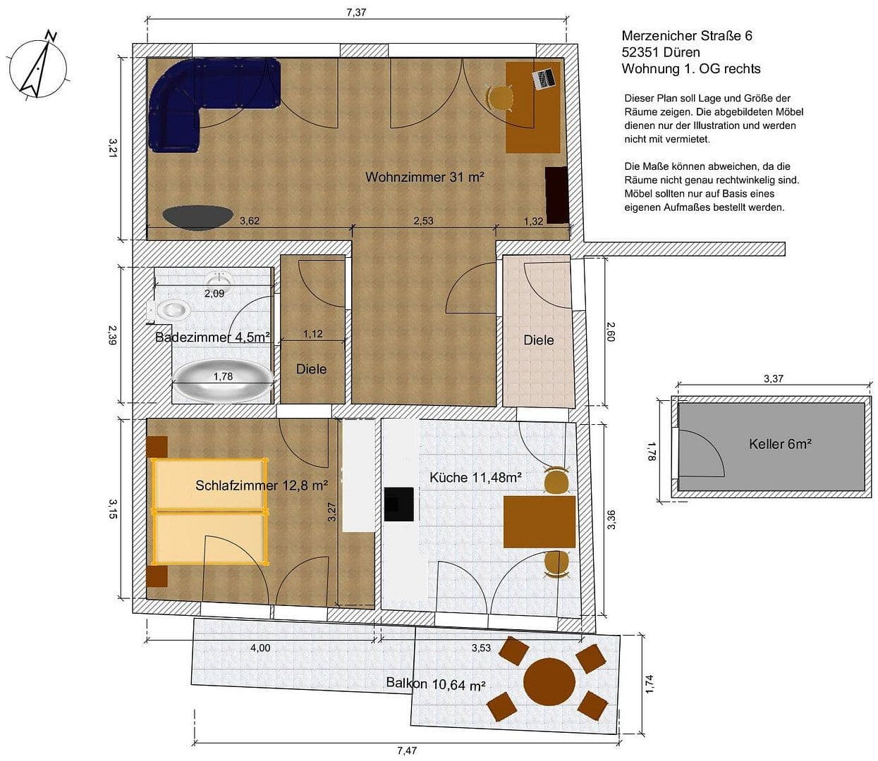 Prenájom bytu 2-izbový 72 m², Merzenicher Straße 6, Düren, Severné Porýnie - Westfálsko Prenájom bytu 2-izbový 72 m², Merzenicher Straße 6, Düren, Severné Porýnie - Westfálsko