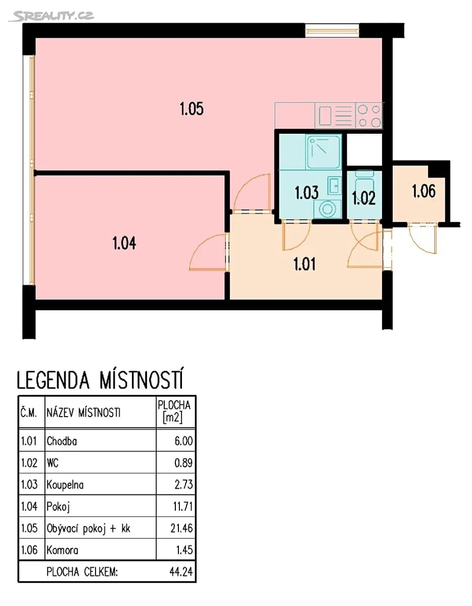 Predaj bytu 2-izbový 44 m², Smotlachova, Praha, Praha Predaj bytu 2-izbový 44 m², Smotlachova, Praha, Praha