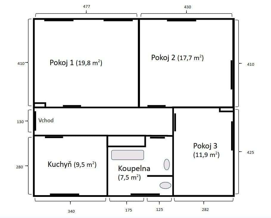 Predaj bytu 3-izbový 77 m², Lidická, Jablonné v Podještědí, Liberecký kraj Predaj bytu 3-izbový 77 m², Lidická, Jablonné v Podještědí, Liberecký kraj