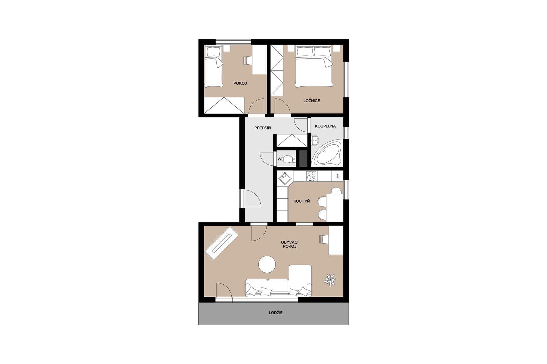 Predaj bytu 3-izbový 74 m², Břežany II, Středočeský kraj Predaj bytu 3-izbový 74 m², Břežany II, Středočeský kraj
