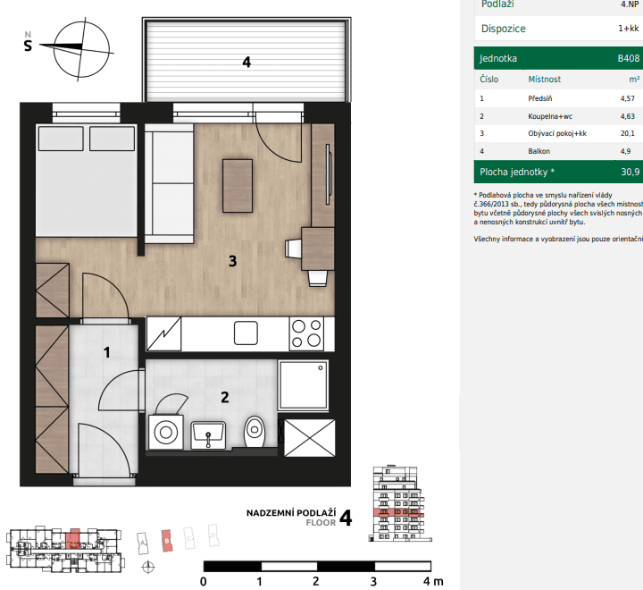 Prenájom bytu 1-izbový 31 m², Fabiánové, Praha, Praha Prenájom bytu 1-izbový 31 m², Fabiánové, Praha, Praha
