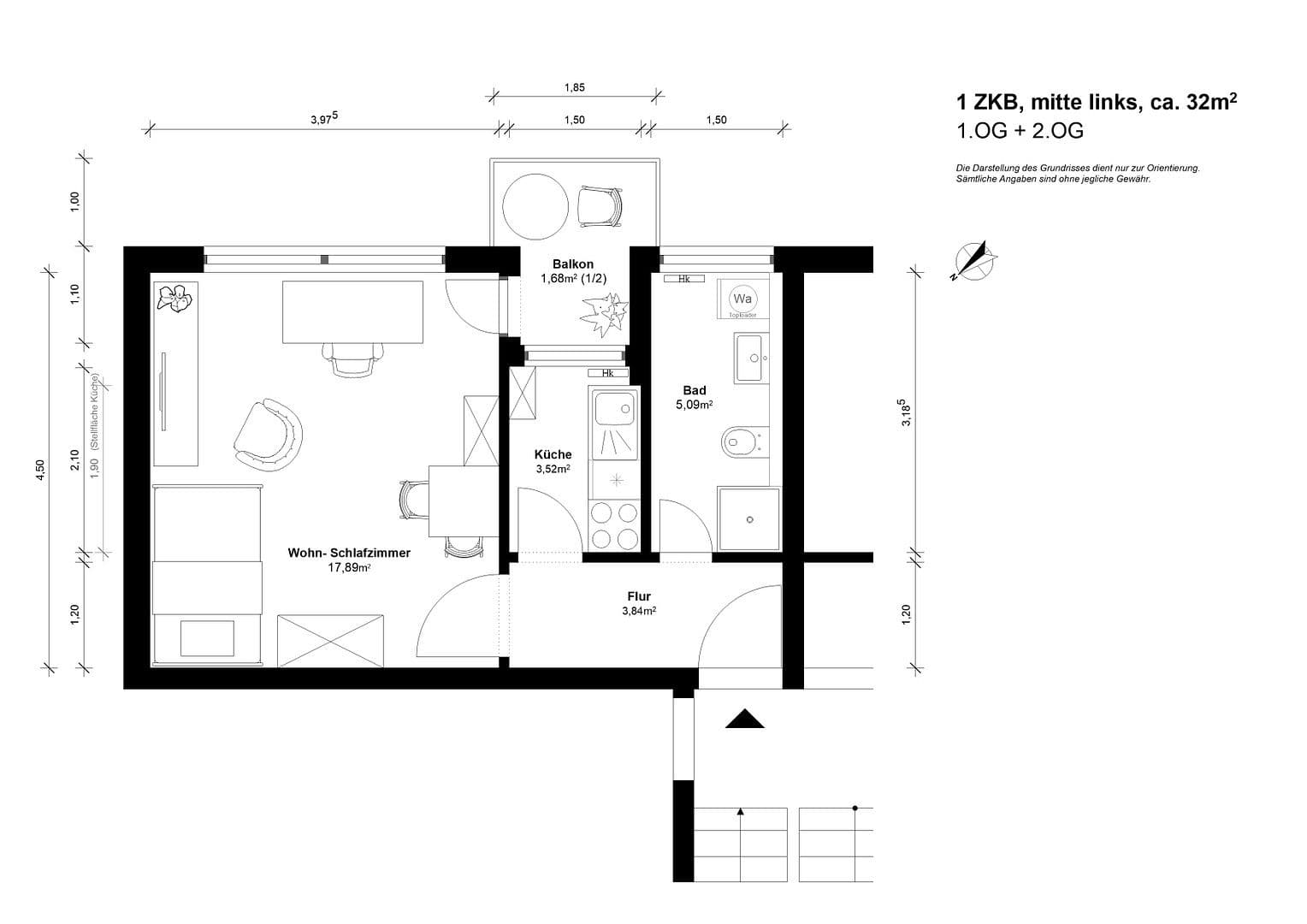 Prenájom bytu 1-izbový 31 m², Kaiserslautern, Porýnie-Falcko Prenájom bytu 1-izbový 31 m², Kaiserslautern, Porýnie-Falcko
