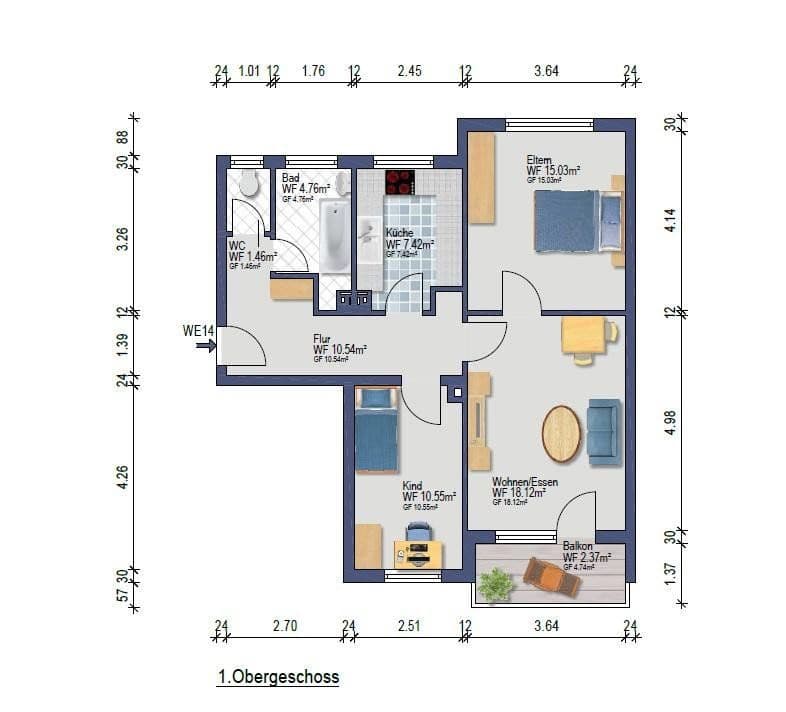 Predaj bytu 3-izbový 70 m², Biberach an der Riß, Bádensko-Wurttembersko Predaj bytu 3-izbový 70 m², Biberach an der Riß, Bádensko-Wurttembersko
