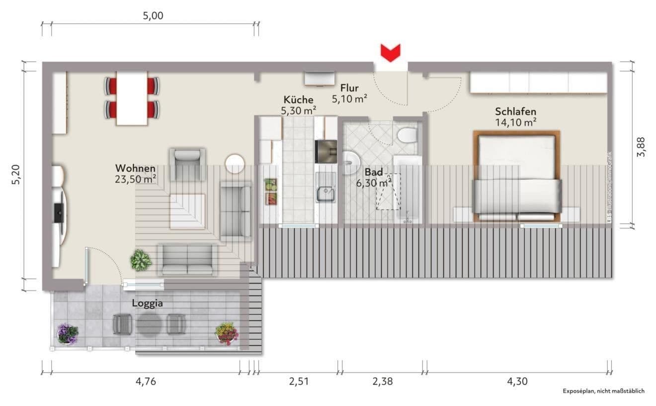 Prenájom bytu 2-izbový 64 m², Lindenweg 13-15, Münster (Hessen), Hesensko Prenájom bytu 2-izbový 64 m², Lindenweg 13-15, Münster (Hessen), Hesensko