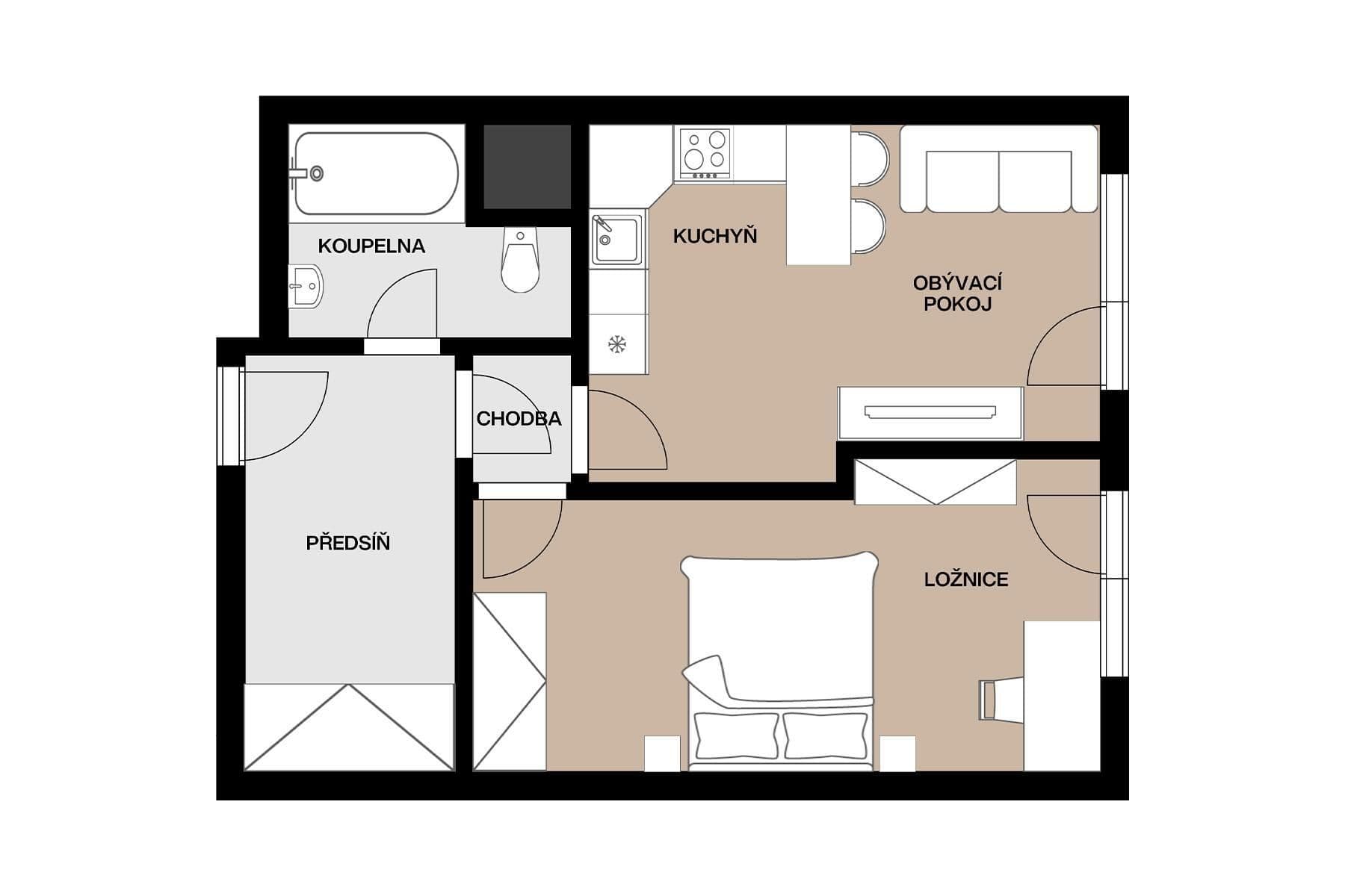 Predaj bytu 2-izbový 42 m², Martinická, Praha, Praha Predaj bytu 2-izbový 42 m², Martinická, Praha, Praha