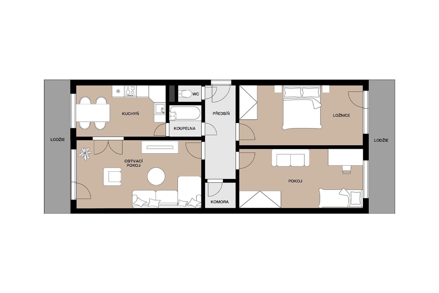 Predaj bytu 3-izbový 75 m², Tádžická, Praha, Praha Predaj bytu 3-izbový 75 m², Tádžická, Praha, Praha