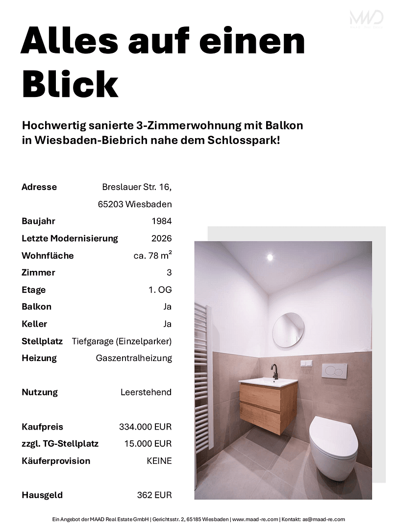 Predaj bytu 3-izbový 78 m², Wiesbaden, Hesensko Predaj bytu 3-izbový 78 m², Wiesbaden, Hesensko