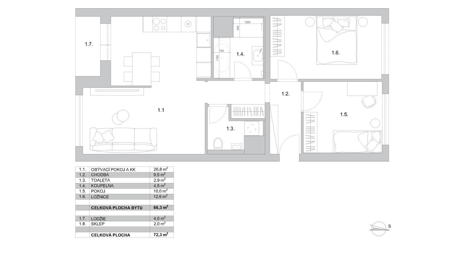Predaj bytu 3-izbový 73 m², Podjavorinské, Praha, Praha Predaj bytu 3-izbový 73 m², Podjavorinské, Praha, Praha