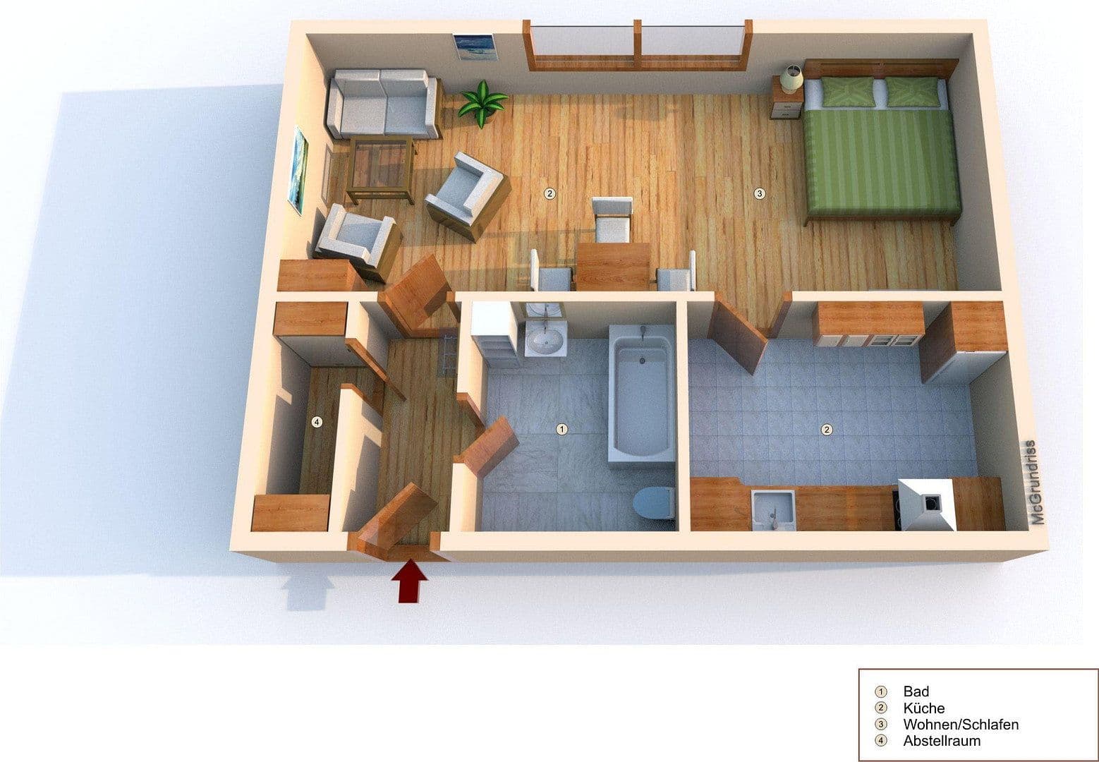 Prenájom bytu 1-izbový 35 m², Weierstraße 12, Oberhausen, Severné Porýnie - Westfálsko Prenájom bytu 1-izbový 35 m², Weierstraße 12, Oberhausen, Severné Porýnie - Westfálsko