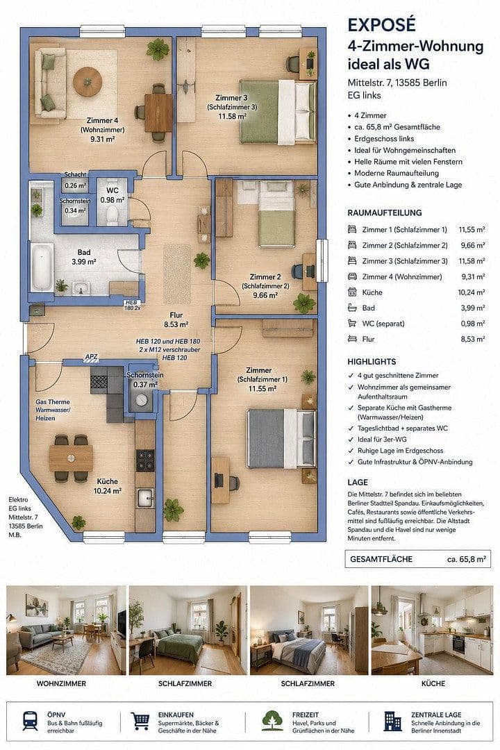 Prenájom bytu 3-izbový 65 m², Mittelstraße 7, Berlin, Berlín Prenájom bytu 3-izbový 65 m², Mittelstraße 7, Berlin, Berlín