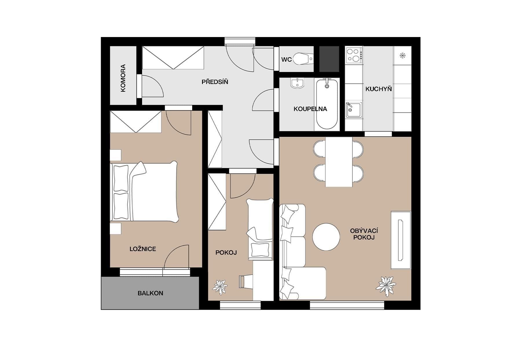 Predaj bytu 3-izbový 62 m², Nad Lesním divadlem, Praha, Praha Predaj bytu 3-izbový 62 m², Nad Lesním divadlem, Praha, Praha