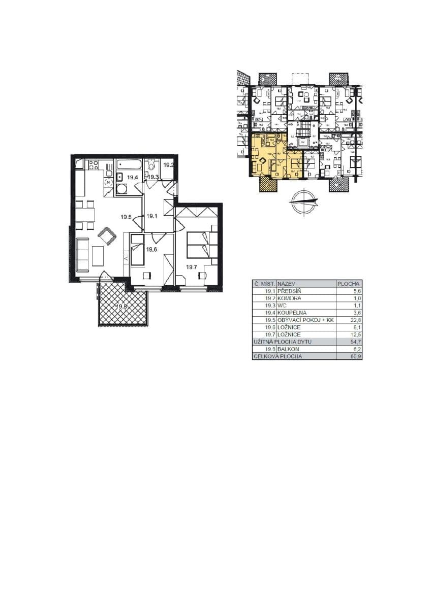 Prenájom bytu 3-izbový 54 m², Vladycká, Praha, Praha Prenájom bytu 3-izbový 54 m², Vladycká, Praha, Praha