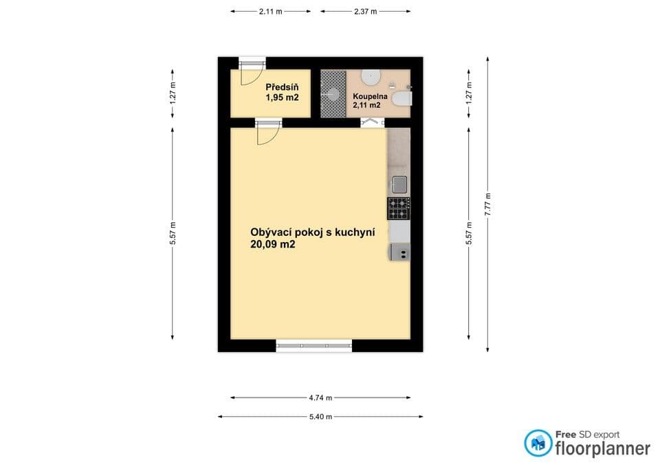 Prenájom bytu 1-izbový 24 m², Na Radosti, Praha, Praha Prenájom bytu 1-izbový 24 m², Na Radosti, Praha, Praha