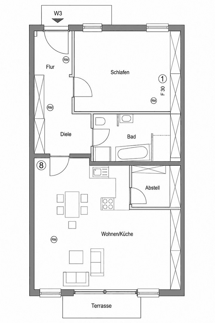 Prenájom bytu 2-izbový 65 m², An den Klosteräckern 7a-c, Luckau, Brandenbursko Prenájom bytu 2-izbový 65 m², An den Klosteräckern 7a-c, Luckau, Brandenbursko