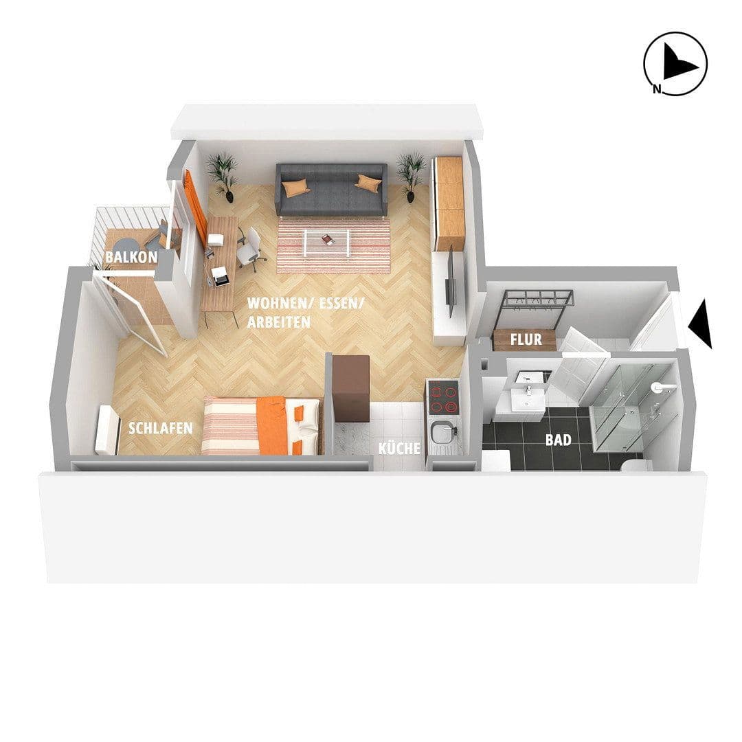 Prenájom bytu 1-izbový 37 m², Ostfildern, Bádensko-Wurttembersko Prenájom bytu 1-izbový 37 m², Ostfildern, Bádensko-Wurttembersko