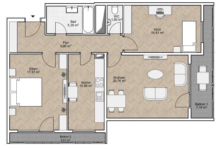 Predaj bytu 3-izbový 86 m², Wilhelm-Hauff-Str. 22, Augsburg, Bavorsko Predaj bytu 3-izbový 86 m², Wilhelm-Hauff-Str. 22, Augsburg, Bavorsko