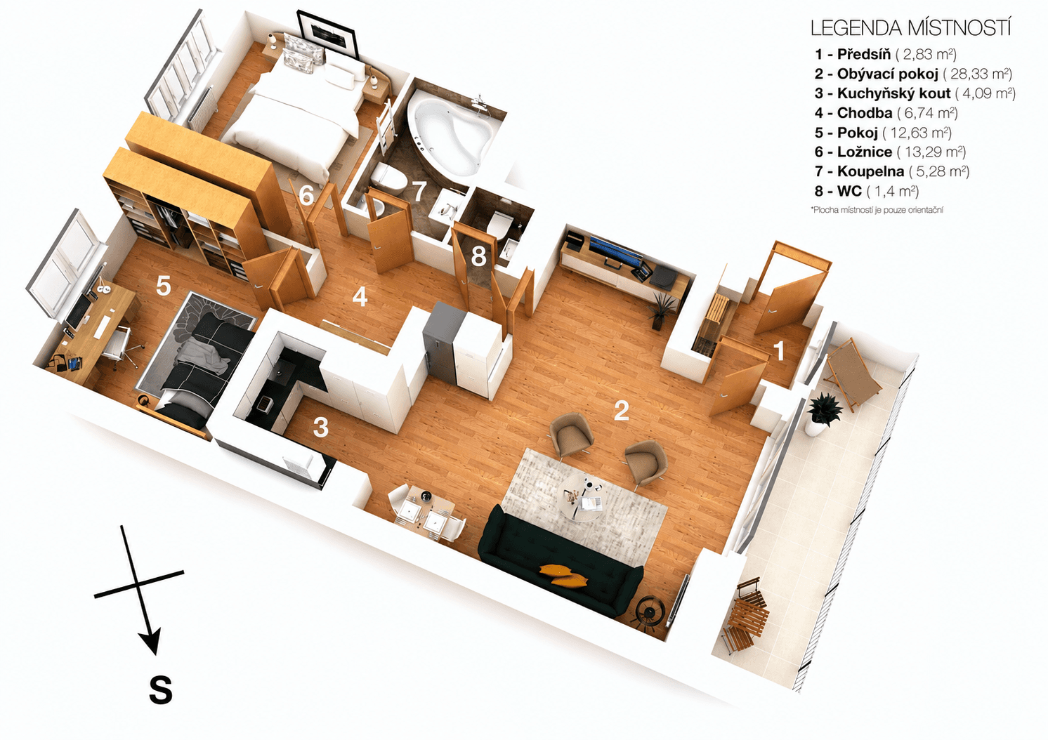 Prenájom bytu 3-izbový 82 m², Za Strahovem, Praha, Praha Prenájom bytu 3-izbový 82 m², Za Strahovem, Praha, Praha