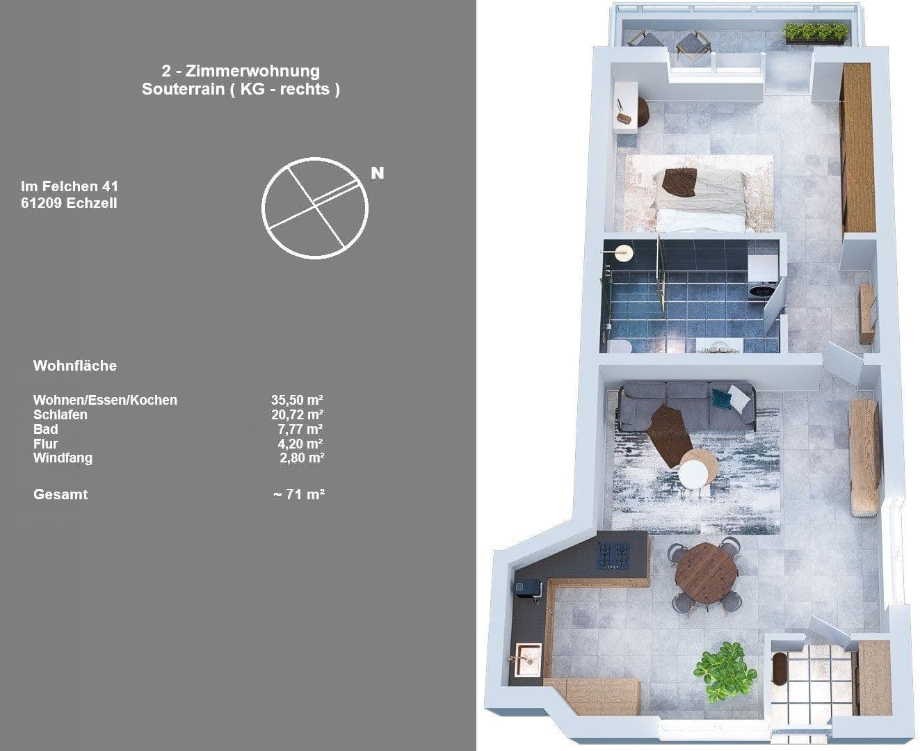 Prenájom bytu 2-izbový 71 m², Echzell, Hesensko Prenájom bytu 2-izbový 71 m², Echzell, Hesensko