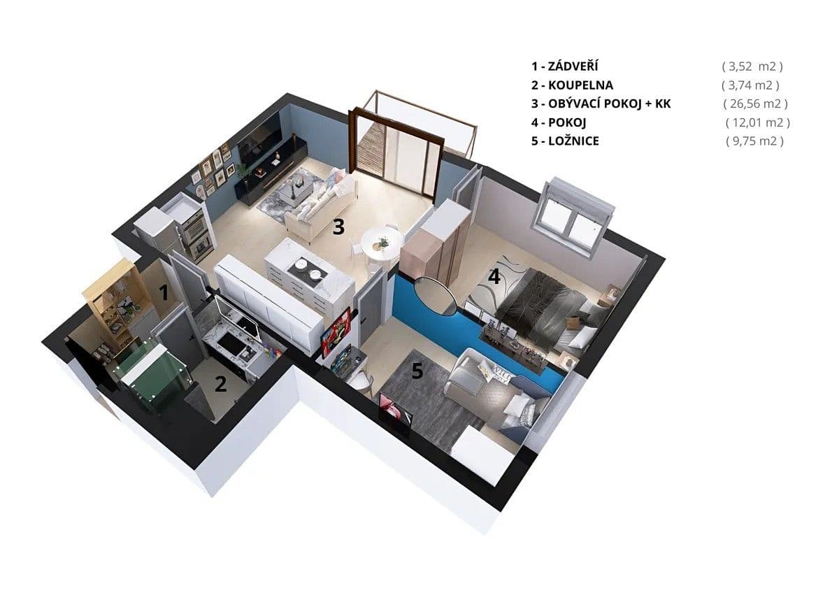 Prenájom bytu 3-izbový 57 m², Kobyliská, Praha, Praha Prenájom bytu 3-izbový 57 m², Kobyliská, Praha, Praha