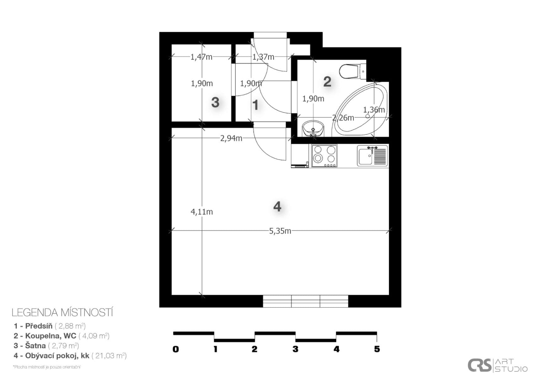 Prenájom bytu 1-izbový 33 m², Mattioliho, Praha, Praha Prenájom bytu 1-izbový 33 m², Mattioliho, Praha, Praha