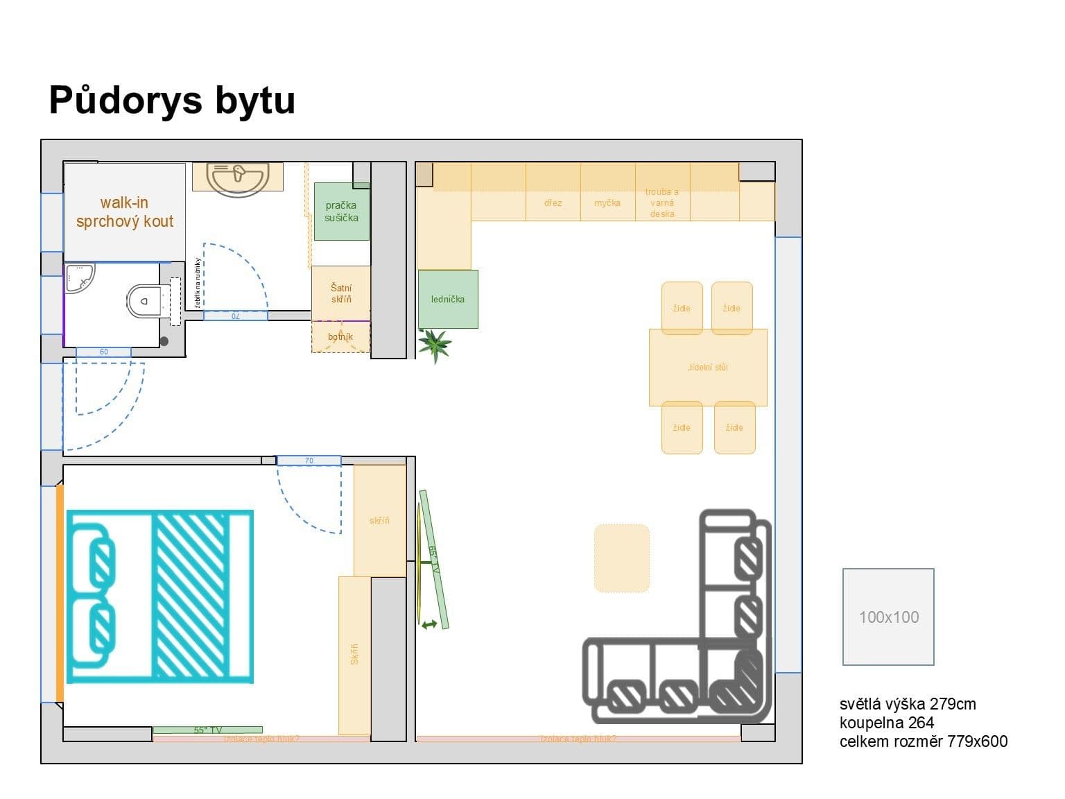 Prenájom bytu 2-izbový 43 m², Humpolecká, Praha, Praha Prenájom bytu 2-izbový 43 m², Humpolecká, Praha, Praha