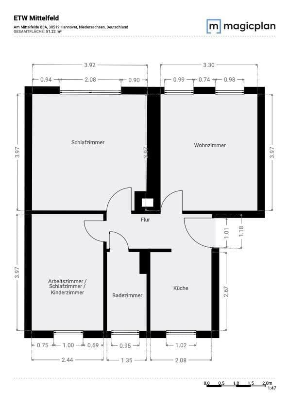 Prenájom bytu 3-izbový 51 m², Am Mittelfelde, Hannover, Dolné Sasko Prenájom bytu 3-izbový 51 m², Am Mittelfelde, Hannover, Dolné Sasko