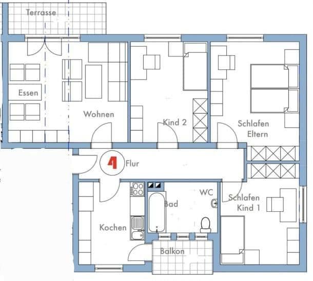 Prenájom bytu 4-izbový 90 m², Am kleinen Rotenberg 12, Wittlich, Porýnie-Falcko Prenájom bytu 4-izbový 90 m², Am kleinen Rotenberg 12, Wittlich, Porýnie-Falcko