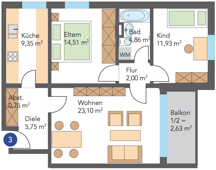 Prenájom bytu 3-izbový 73 m², Dr.-Wachler-Weg 37, Goslar, Dolné Sasko Prenájom bytu 3-izbový 73 m², Dr.-Wachler-Weg 37, Goslar, Dolné Sasko