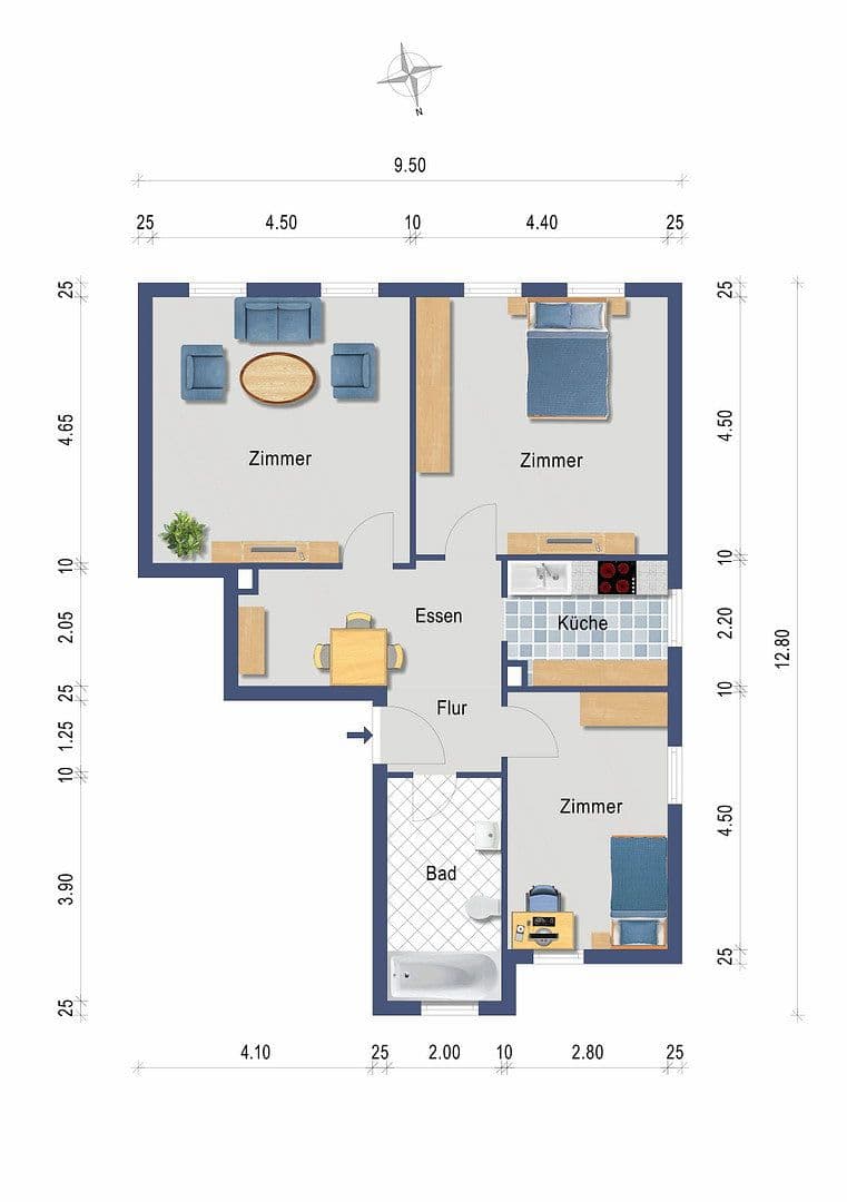 Prenájom bytu 3-izbový 80 m², Nöthnitzer Str. 21, Dresden, Sasko Prenájom bytu 3-izbový 80 m², Nöthnitzer Str. 21, Dresden, Sasko