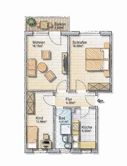 Predaj bytu 3-izbový 61 m², Stralsund, Meklenbursko-Predpomoransko Predaj bytu 3-izbový 61 m², Stralsund, Meklenbursko-Predpomoransko