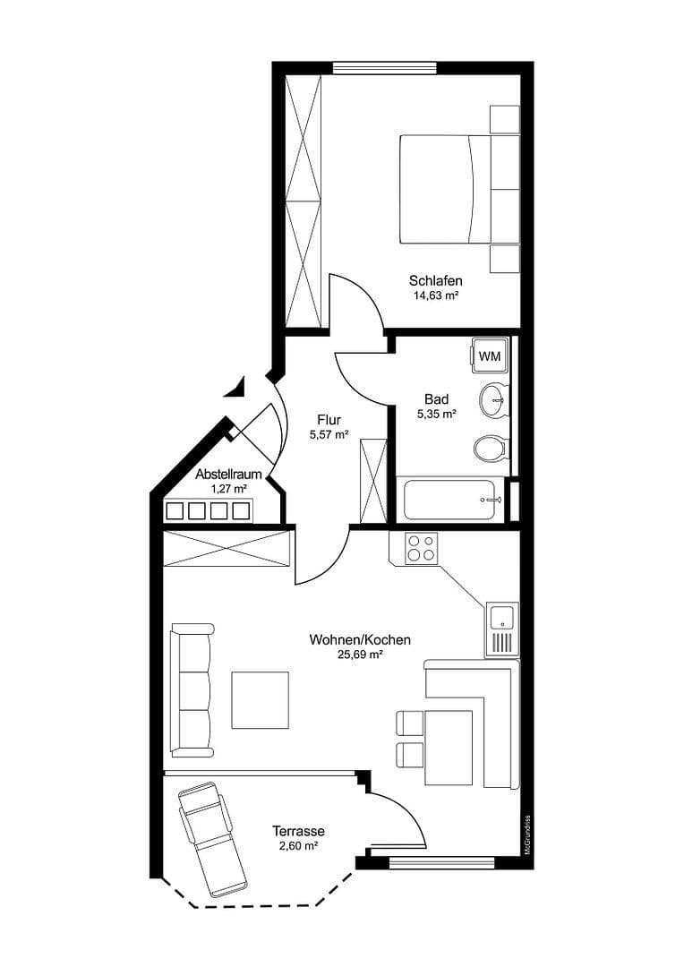 Predaj bytu 2-izbový 56 m², Alt Meteler Str., Schwerin, Meklenbursko-Predpomoransko Predaj bytu 2-izbový 56 m², Alt Meteler Str., Schwerin, Meklenbursko-Predpomoransko