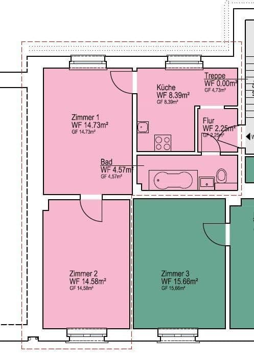 Prenájom bytu 2-izbový 45 m², Krayer Str. 30, Bochum, Severné Porýnie - Westfálsko Prenájom bytu 2-izbový 45 m², Krayer Str. 30, Bochum, Severné Porýnie - Westfálsko