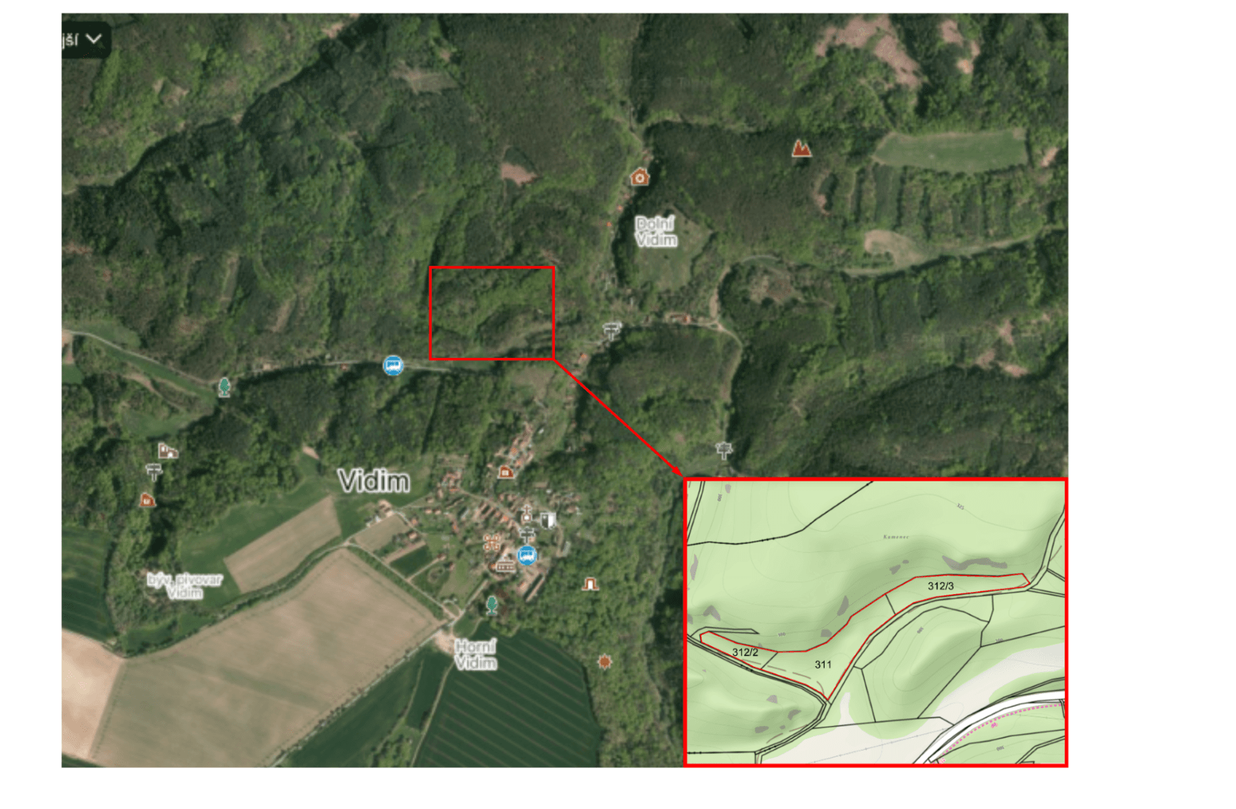 Predaj pozemku 6.471 m², 25935, Vidim, Středočeský kraj Predaj pozemku 6.471 m², 25935, Vidim, Středočeský kraj