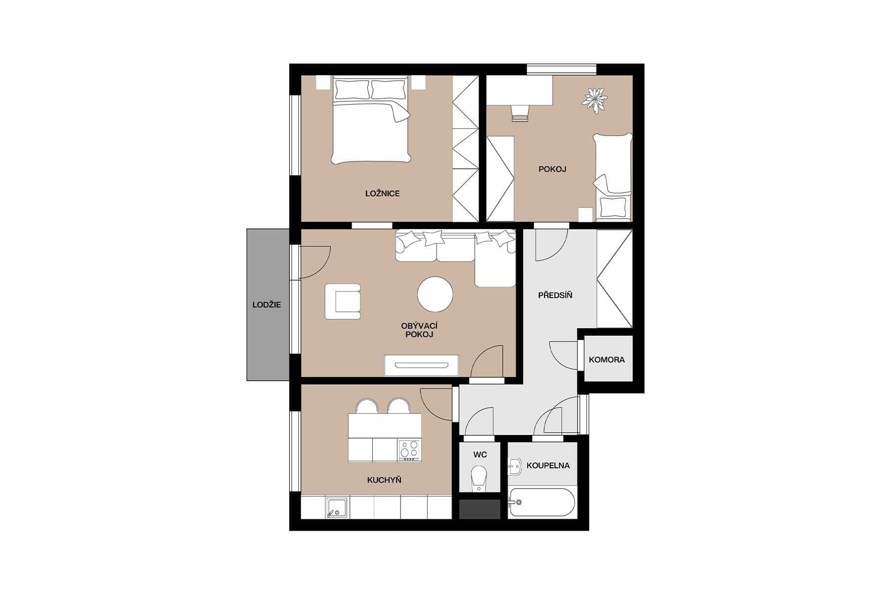 Predaj bytu 3-izbový 75 m², Baltská, Liberec, Praha Predaj bytu 3-izbový 75 m², Baltská, Liberec, Praha