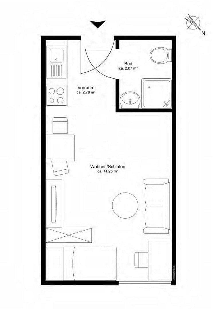 Prenájom bytu 1-izbový 20 m², Kirchseeoner Straße 1, München, Bavorsko Prenájom bytu 1-izbový 20 m², Kirchseeoner Straße 1, München, Bavorsko
