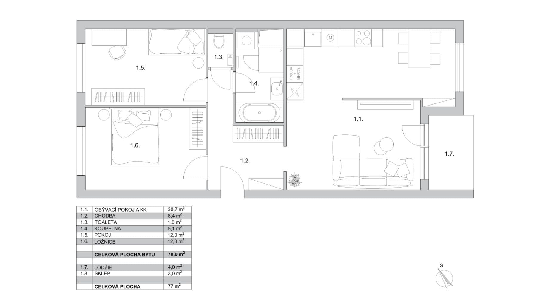 Predaj bytu 3-izbový 77 m², Emilie Hyblerové, Praha, Praha Predaj bytu 3-izbový 77 m², Emilie Hyblerové, Praha, Praha